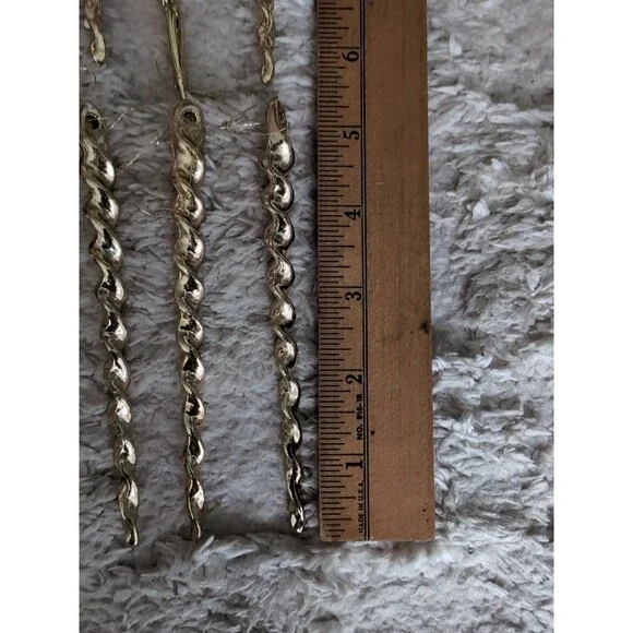 Vtg Hard Plastic Icicle Ornaments Gold 64 Christmas Dangling Spiral - Picture 6 of 6